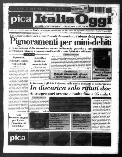 Italia oggi : quotidiano di economia finanza e politica